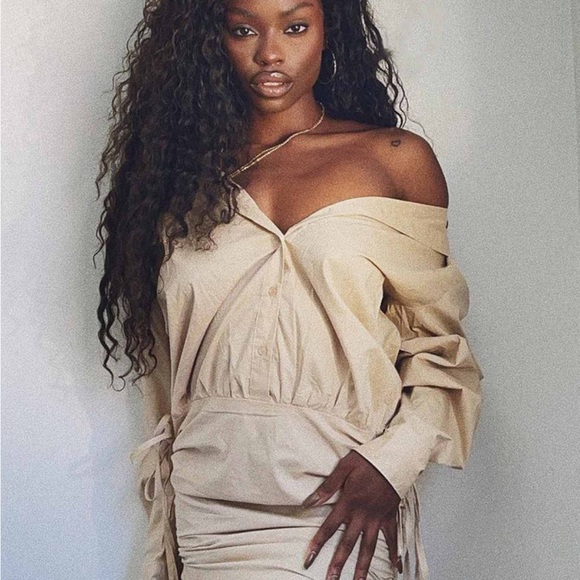 New Princess Polly Button Up Long Sleeve Shirt Dress/Adjustable Sides Large - Picture 3 of 4